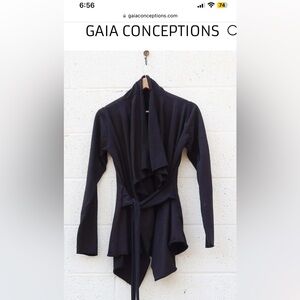French terry cocoon organic jacket cardigan black Gaia conceptions s small